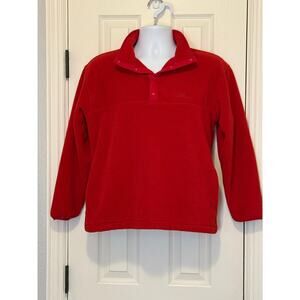 Vintage L.L. Bean Red Fleece pullover Snap Placket Women's L 90's Classic